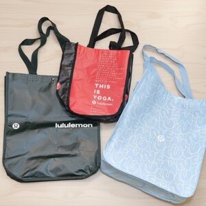 Lululemon Tote Bag Set Of 3 Large Small Green Black Red Blue Reusable Shopping